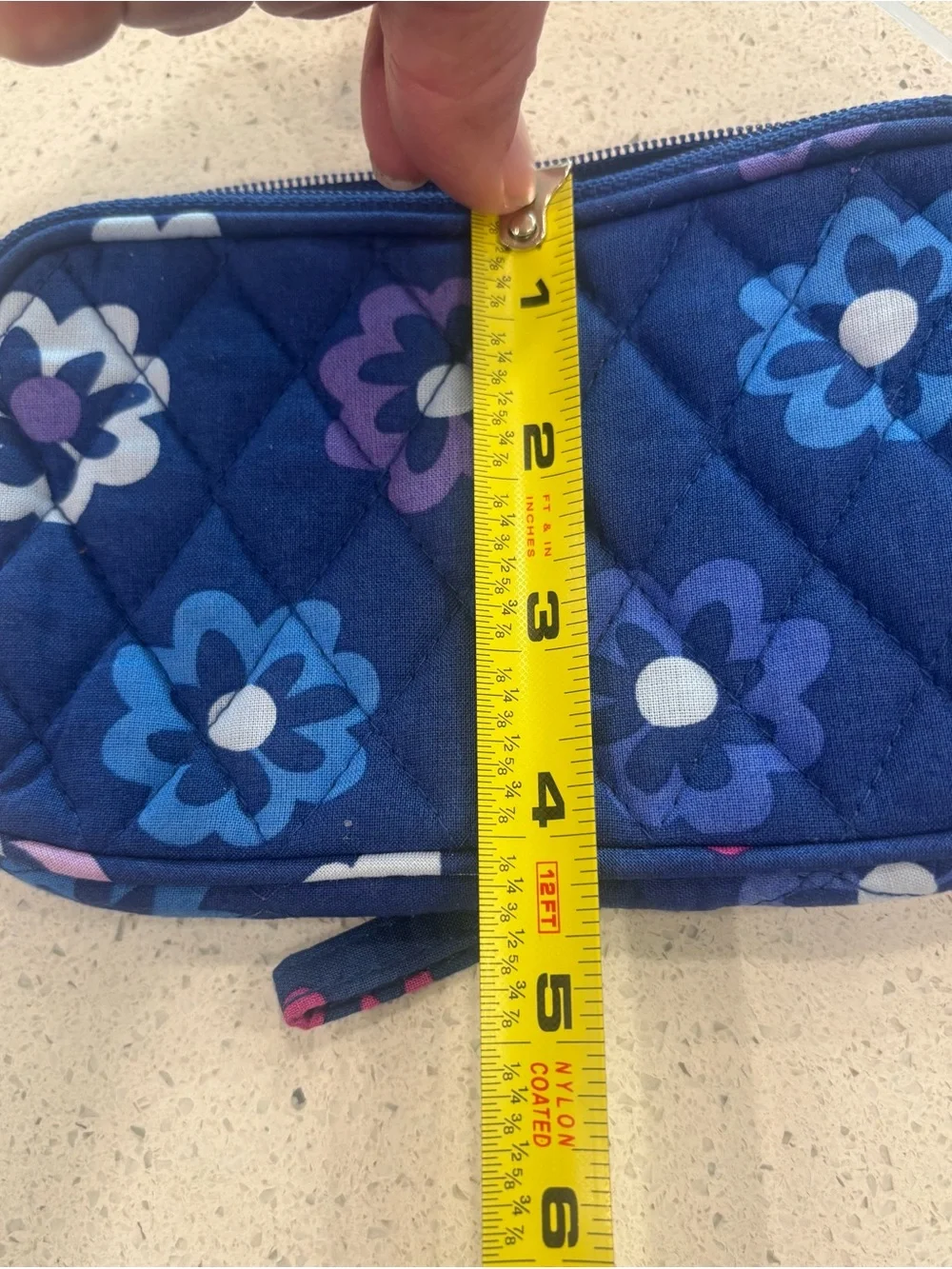 Vera Bradley Quilted Floral Crossbody Bag and Pouch in Navy “”Ellie Flowers”
